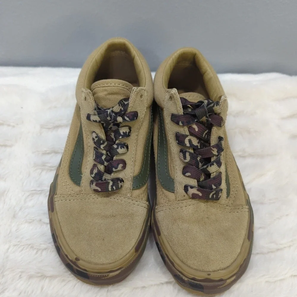 Vans Kids Old Skool Canvas Sneakers Cornstalk/Camo Lace-Up Size‎ 13 EUC